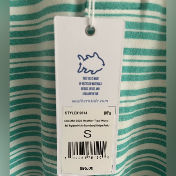 Southern Tide Short Sleeve Soft Knitted Horizontal Stripe Polo Top - Picture 15 of 16